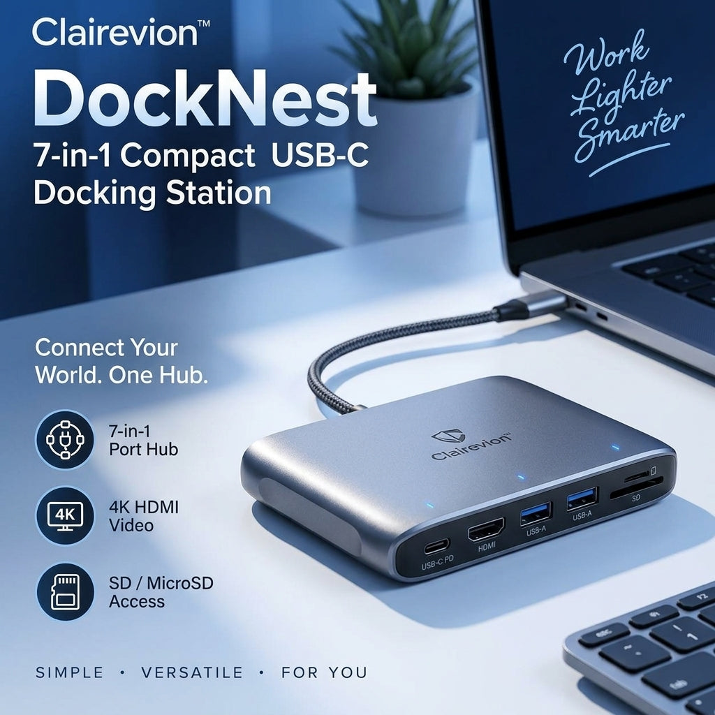 Clairevion™ DockNest 7-in-1 Compact USB-C Docking Station