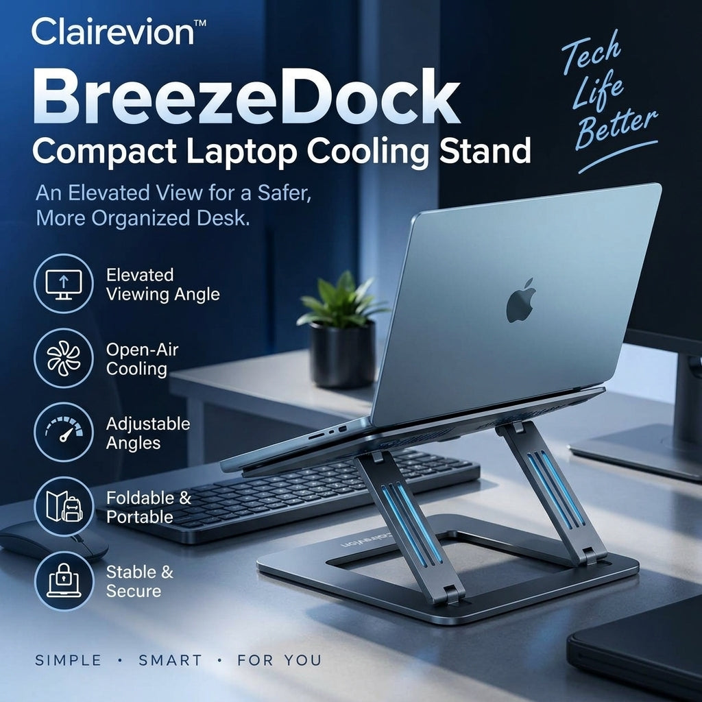 Clairevion™ BreezeDock Compact Laptop Cooling Stand